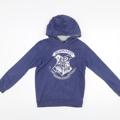Harry Potter Boys Blue Pullover Hoodie 9-10 Years Hogwarts Crest Cotton
