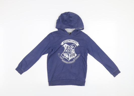 Harry Potter Boys Blue Pullover Hoodie 9-10 Years Hogwarts Crest Cotton