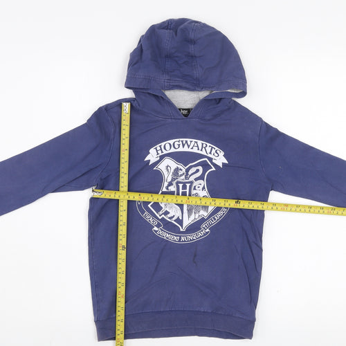 Harry Potter Boys Blue Pullover Hoodie 9-10 Years Hogwarts Crest Cotton