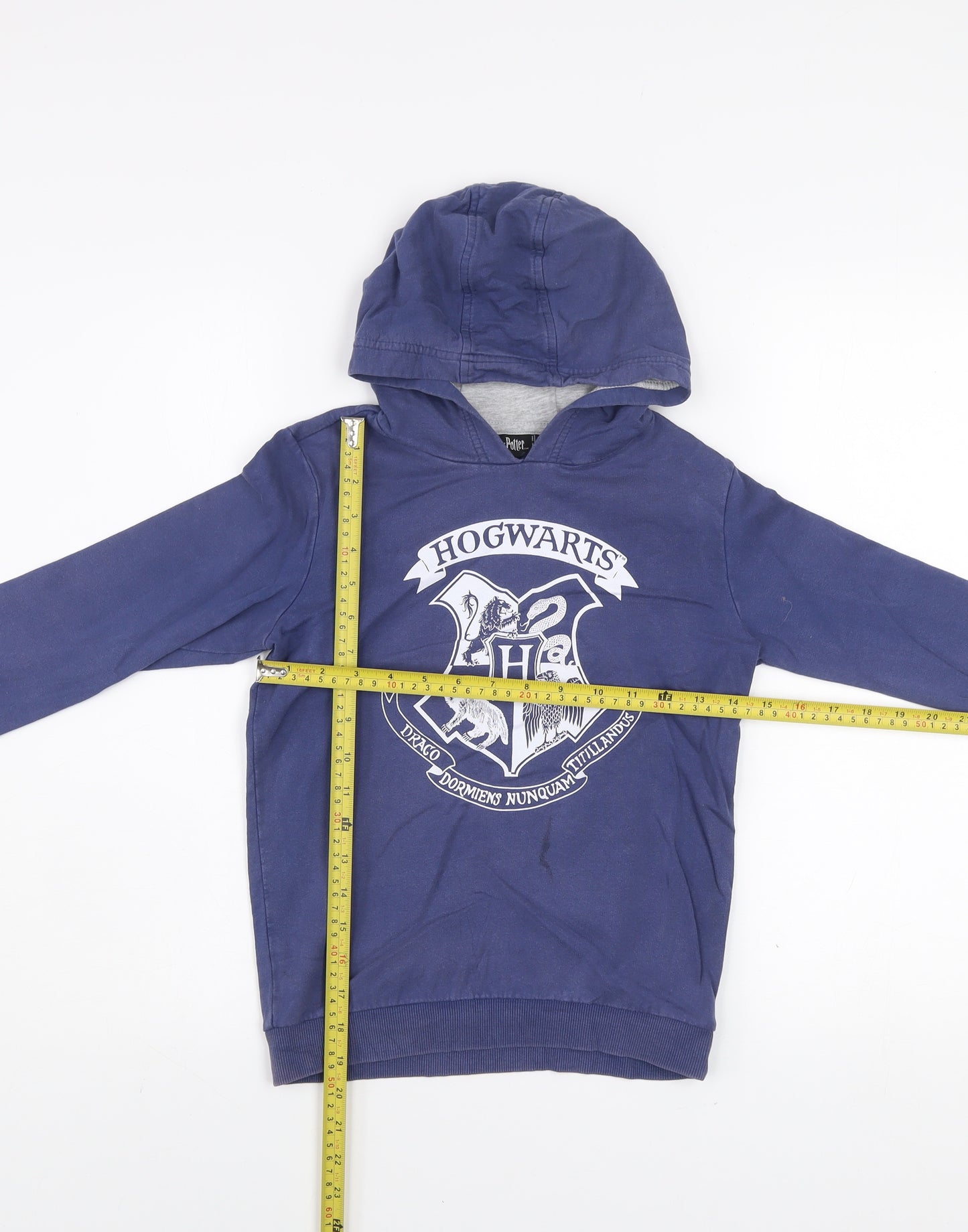 Harry Potter Boys Blue Pullover Hoodie 9-10 Years Hogwarts Crest Cotton
