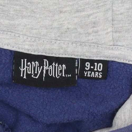 Harry Potter Boys Blue Pullover Hoodie 9-10 Years Hogwarts Crest Cotton