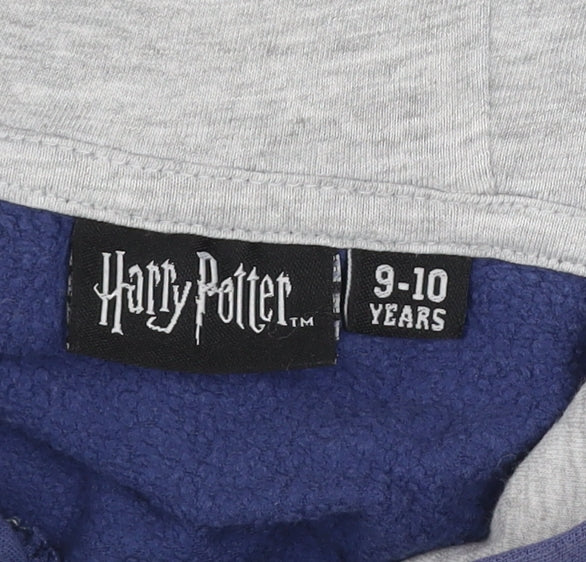 Harry Potter Boys Blue Pullover Hoodie 9-10 Years Hogwarts Crest Cotton