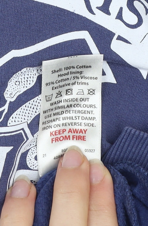 Harry Potter Boys Blue Pullover Hoodie 9-10 Years Hogwarts Crest Cotton