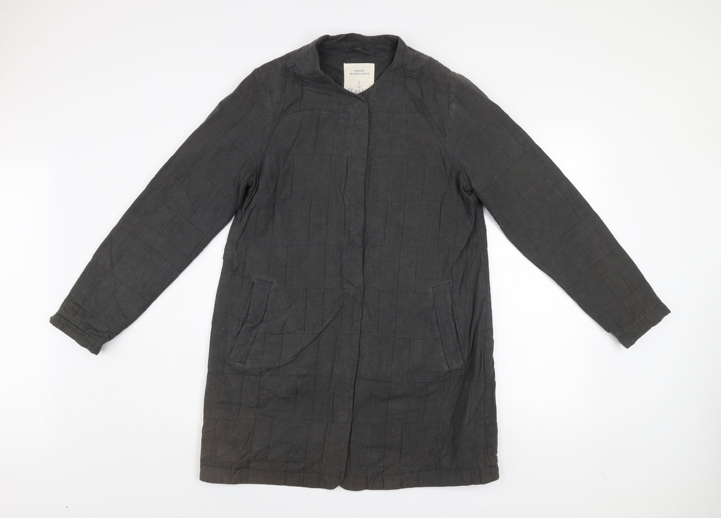 Seasalt Cornwall Women's Grey Linen Blend Long Coat UK 8