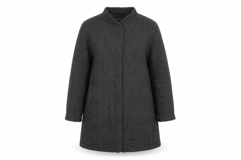 Front view of Seasalt Cornwall Women's Grey Linen Blend Long Coat UK 8