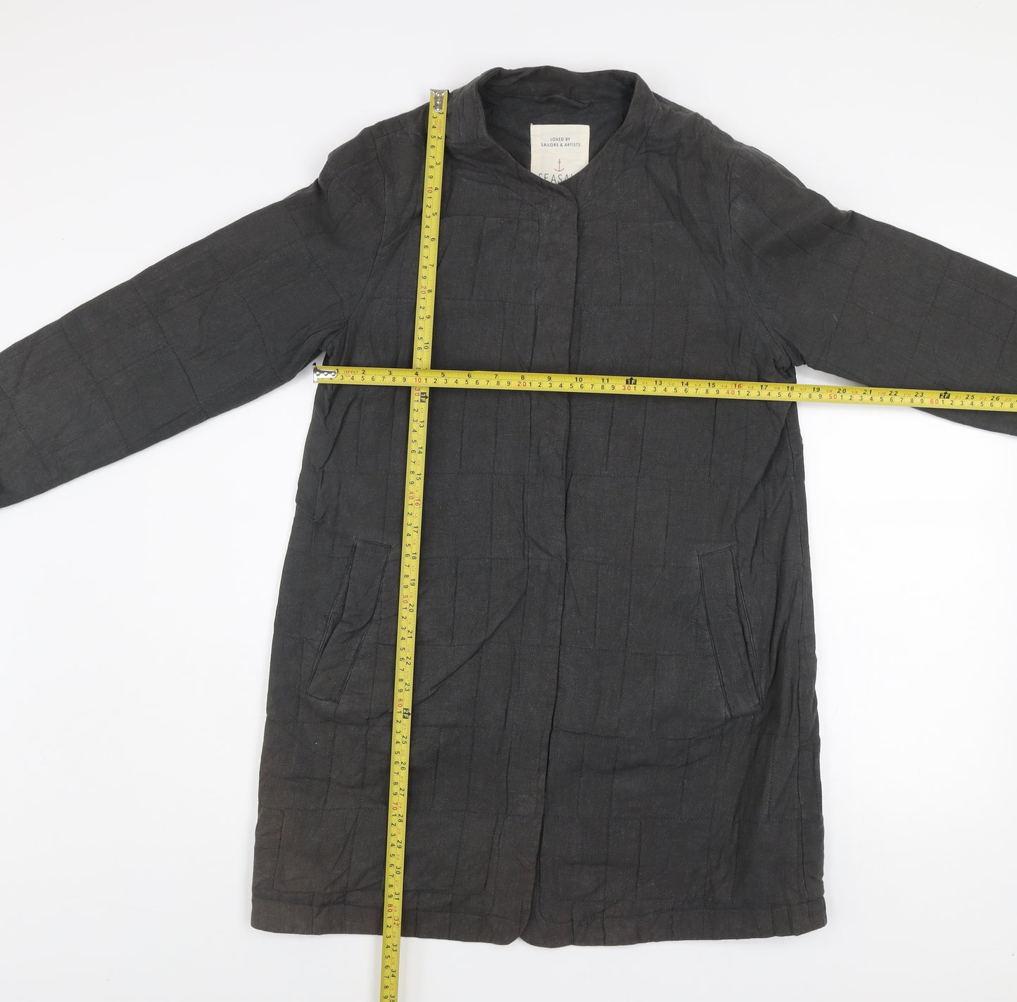 Seasalt Cornwall Women's Grey Linen Blend Long Coat UK 8