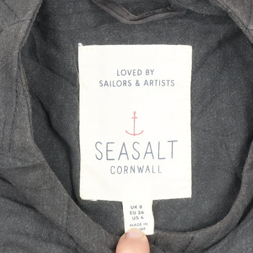 Seasalt Cornwall Women's Grey Linen Blend Long Coat UK 8