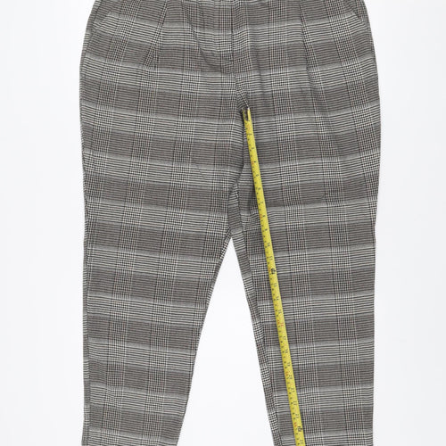 Next Women’s Black Check Tapered Trousers Size 16L Polyester Blend