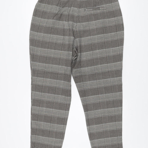 Next Women’s Black Check Tapered Trousers Size 16L Polyester Blend