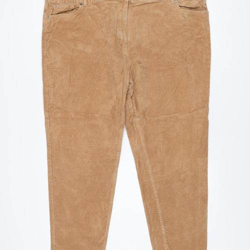 Marks and Spencer Women Beige Chino Corduroy Trousers Size 24 Regular
