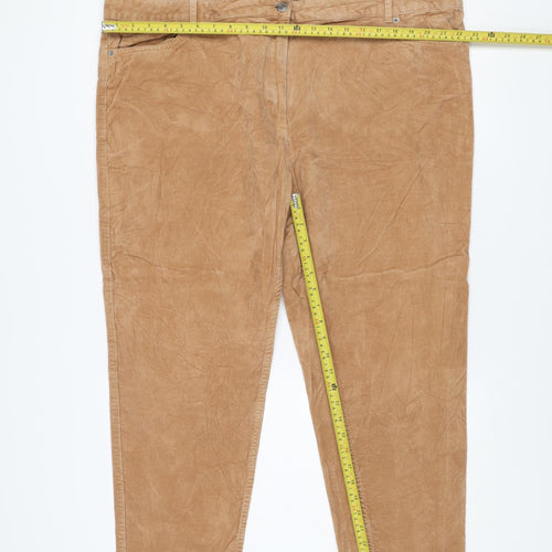 Marks and Spencer Women Beige Chino Corduroy Trousers Size 24 Regular