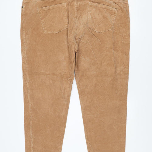 Marks and Spencer Women Beige Chino Corduroy Trousers Size 24 Regular