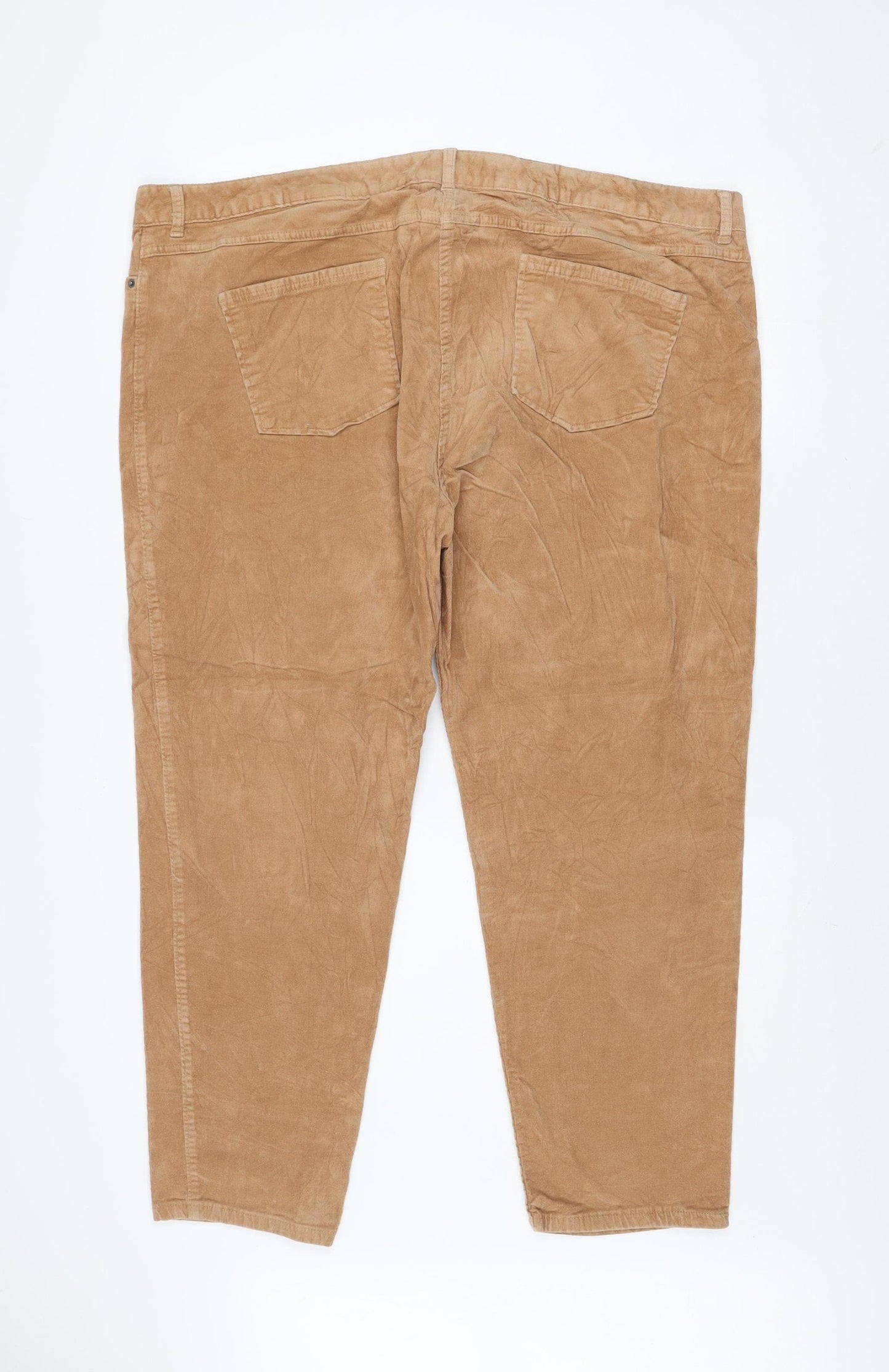 Marks and Spencer Women Beige Chino Corduroy Trousers Size 24 Regular