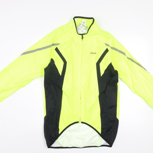 B'Twin Men's Yellow S Windbreaker Cycling Jacket Reflective Lightweight