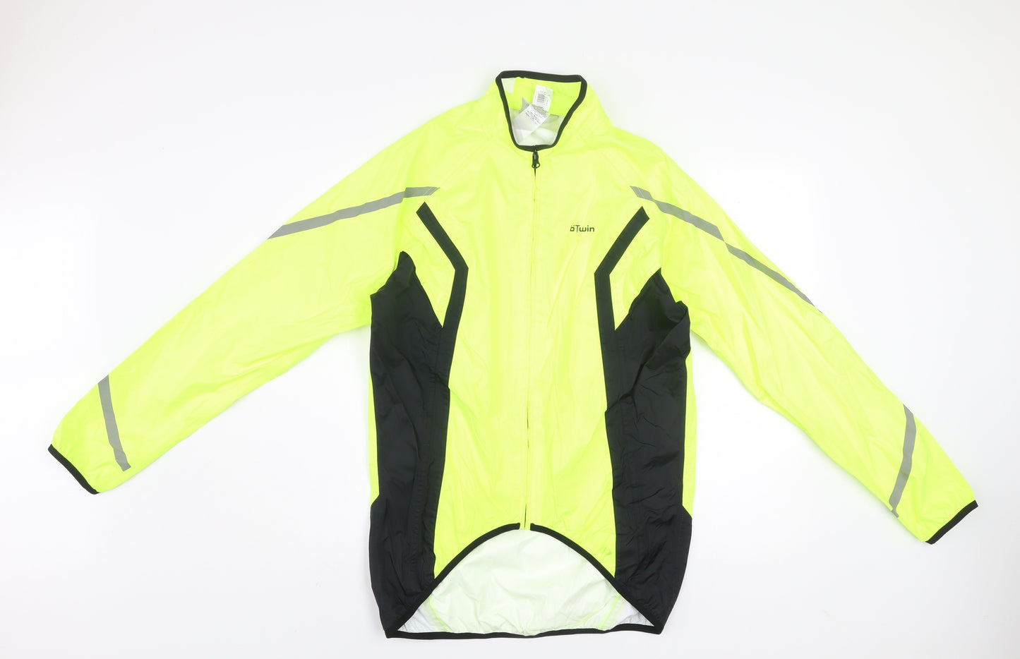B'Twin Men's Yellow S Windbreaker Cycling Jacket Reflective Lightweight