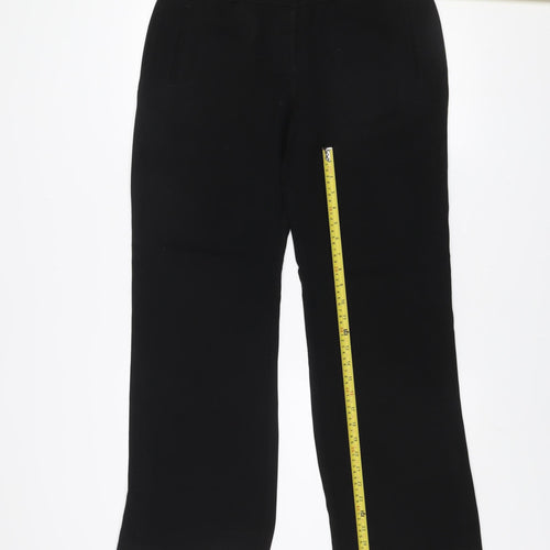 Betty Jackson Black Women's Size 12 Black Straight Leg Belted Trousers