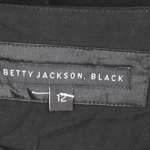 Betty Jackson Black Women's Size 12 Black Straight Leg Belted Trousers