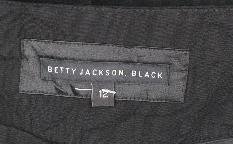 Betty Jackson Black Women's Size 12 Black Straight Leg Belted Trousers