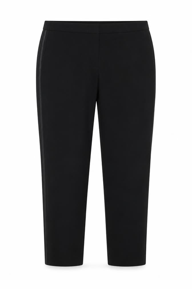 Front view of Olsen Women's Black Straight Leg Stretch Trousers, size 12