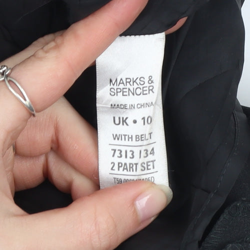 Marks and Spencer Women's Black Sheath Belted Dress Size 10
