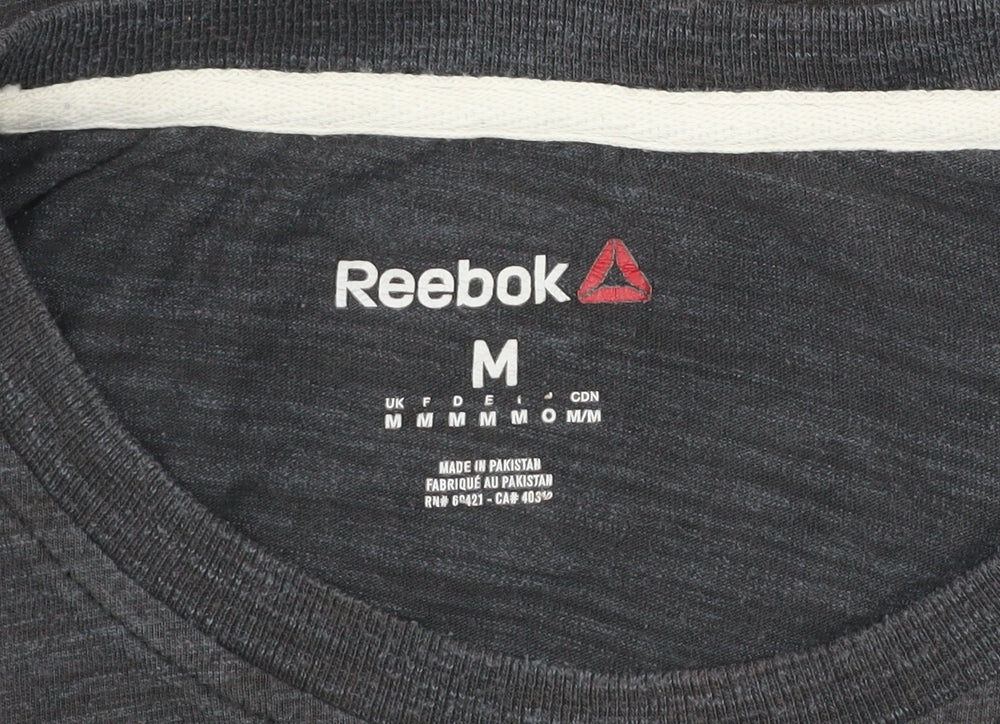 Reebok Men Grey Athletic Fit Short Sleeve T-Shirt M