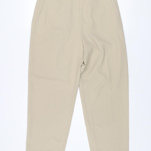 Marks and Spencer Women's Beige High Rise Pleated Trousers UK 16