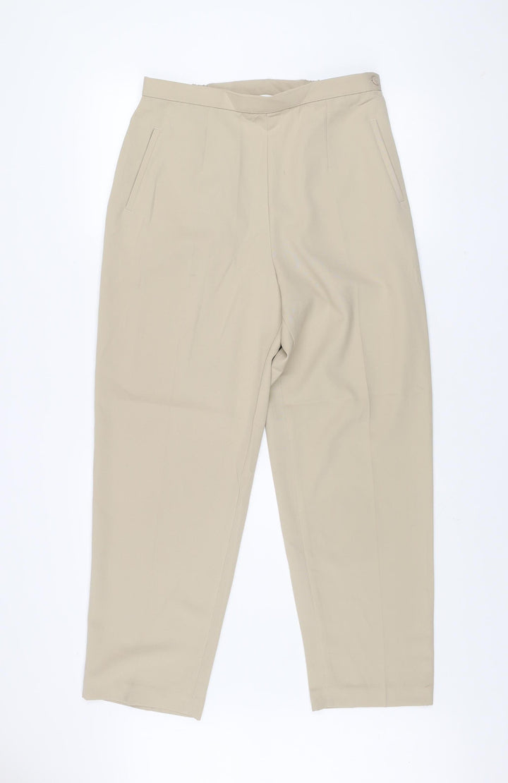 Marks and Spencer Women's Beige High Rise Pleated Trousers UK 16