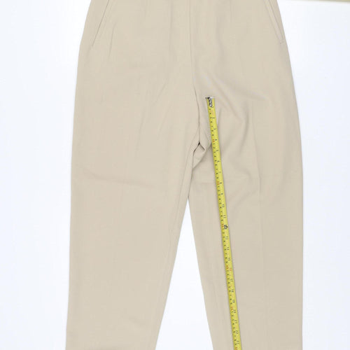 Marks and Spencer Women's Beige High Rise Pleated Trousers UK 16