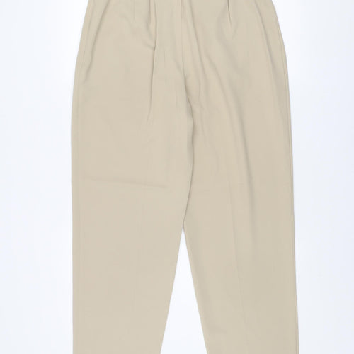 Marks and Spencer Women's Beige High Rise Pleated Trousers UK 16