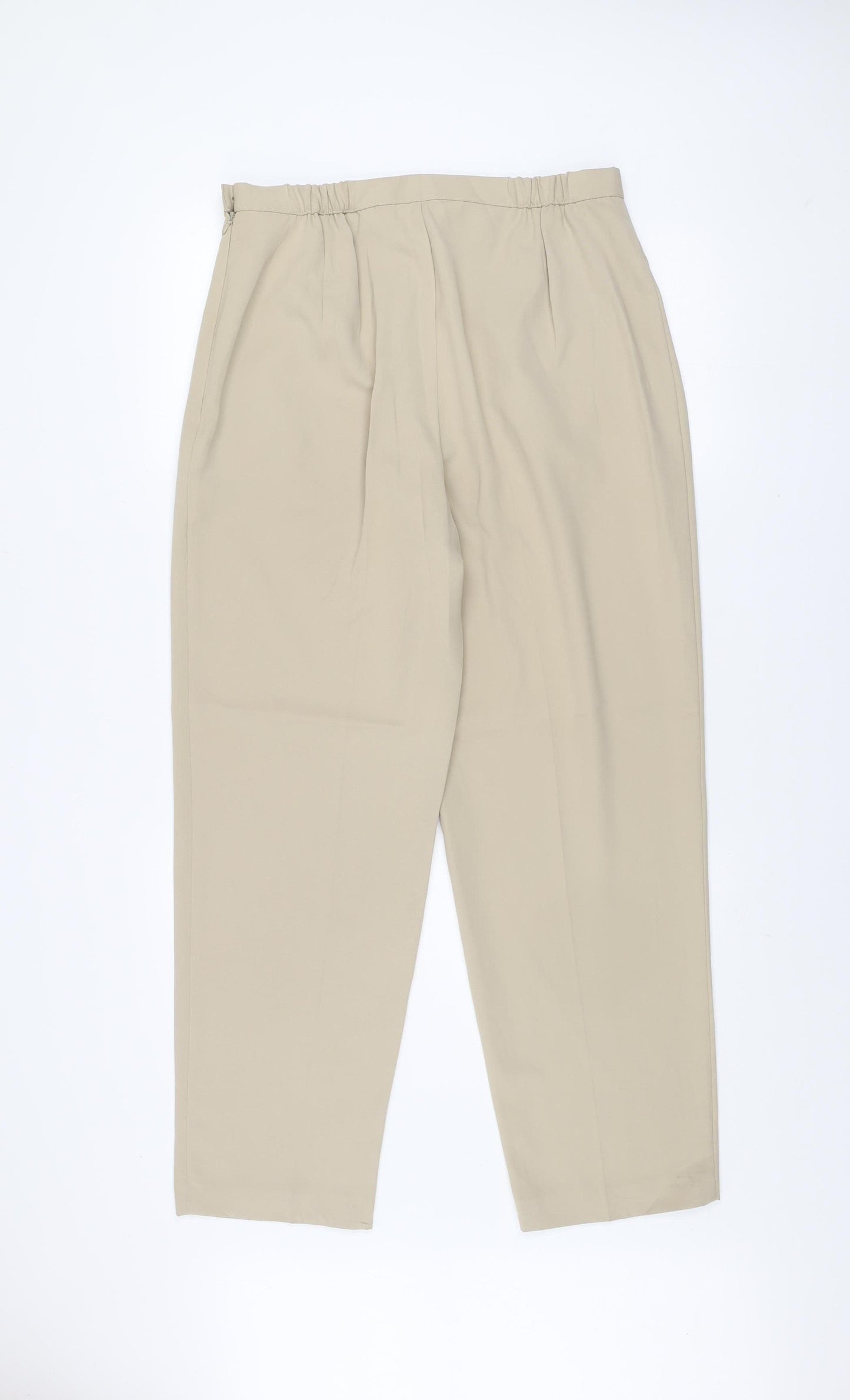 Marks and Spencer Women's Beige High Rise Pleated Trousers UK 16