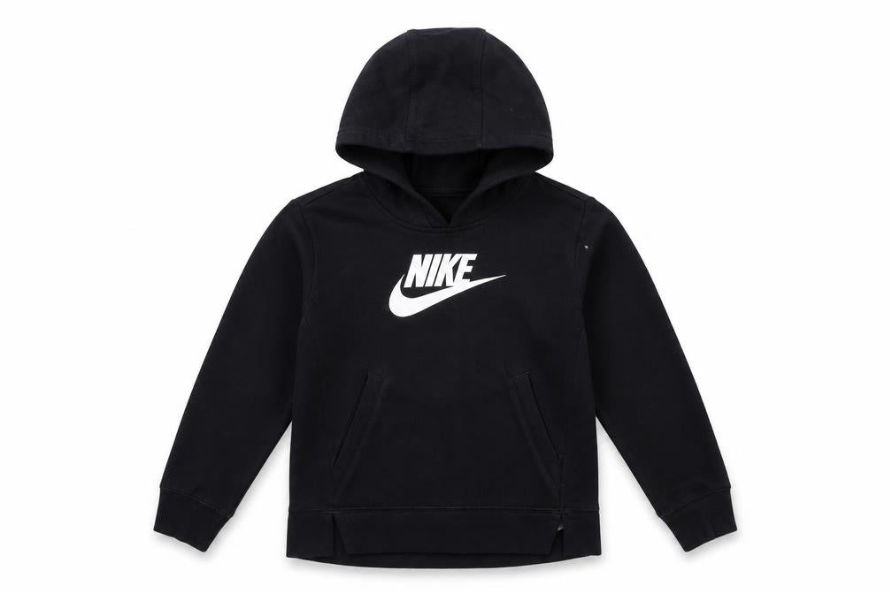 Nike Boys Black Pullover Hoodie XS 122-128cm Cotton Blend Logo Sweatshirt