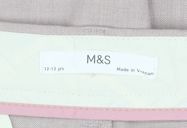 Marks and Spencer Girls Beige Chino Trousers 12-13 Years Regular Fit
