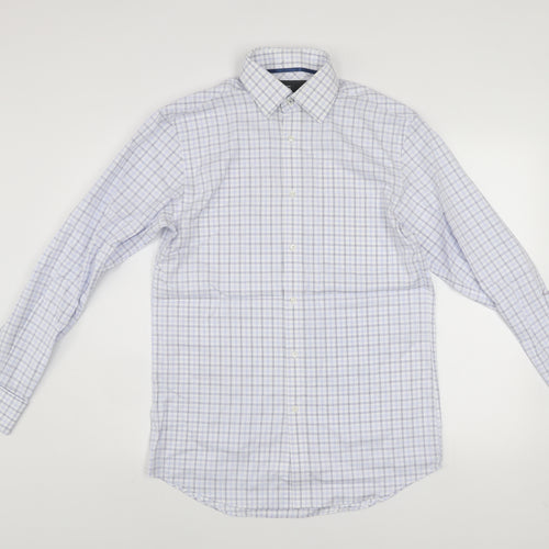 Next City Collection Men's Blue Check Cotton Regular Fit Shirt 14.5