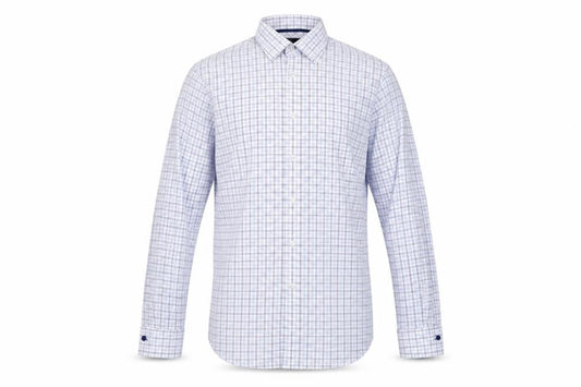 Next City Collection Men's Blue Check Cotton Regular Fit Shirt 14.5