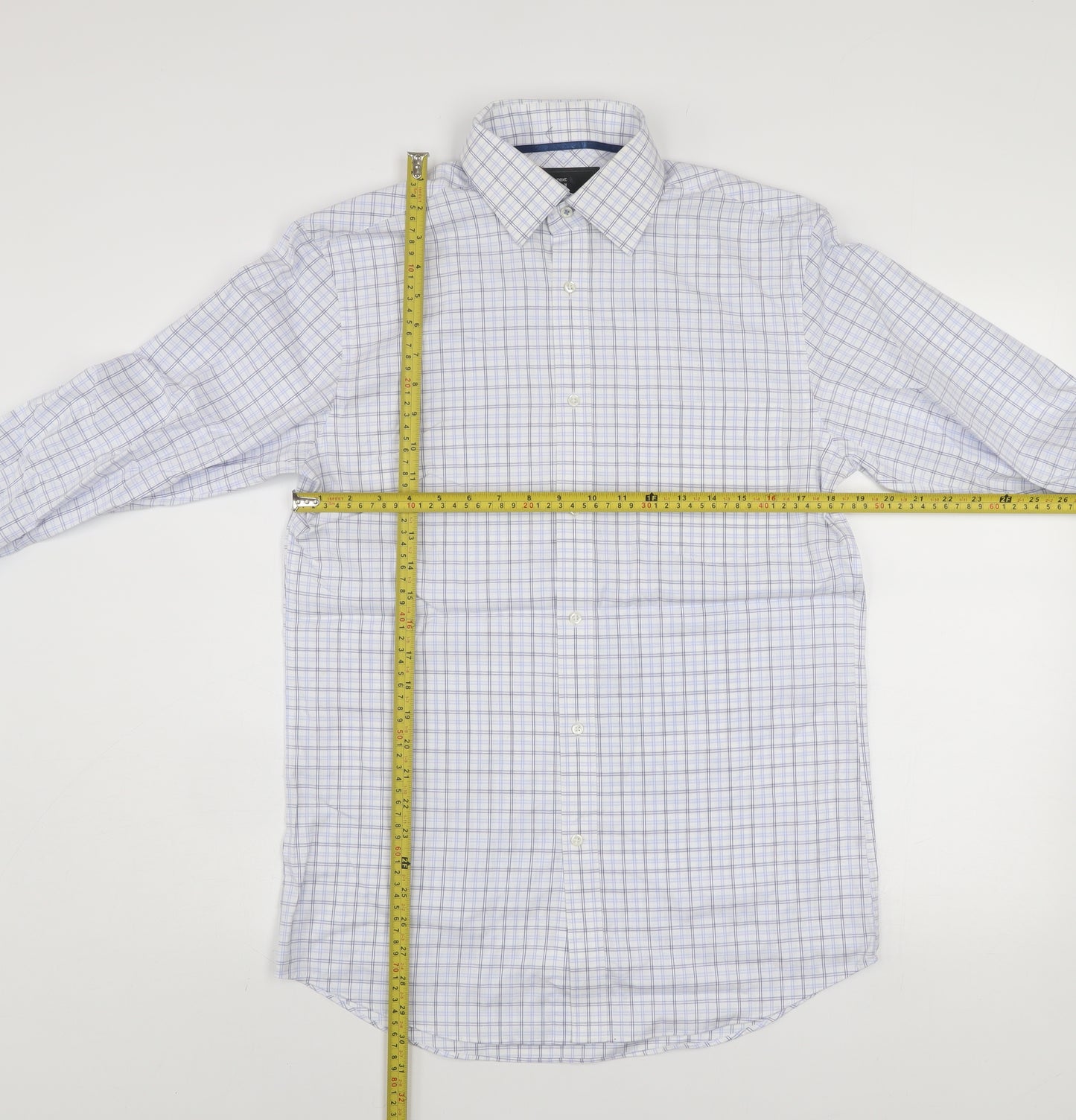 Next City Collection Men's Blue Check Cotton Regular Fit Shirt 14.5