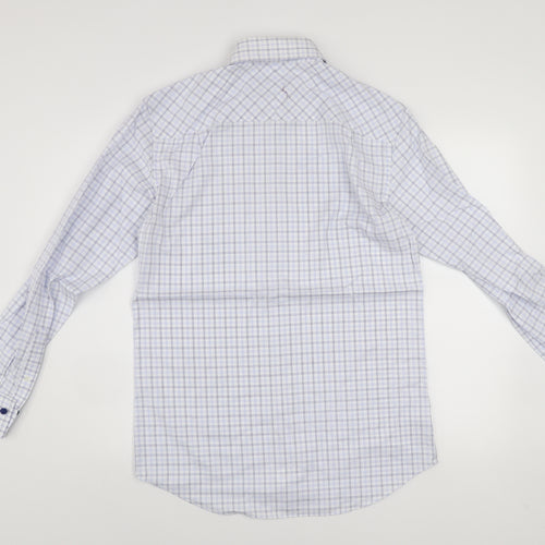 Next City Collection Men's Blue Check Cotton Regular Fit Shirt 14.5