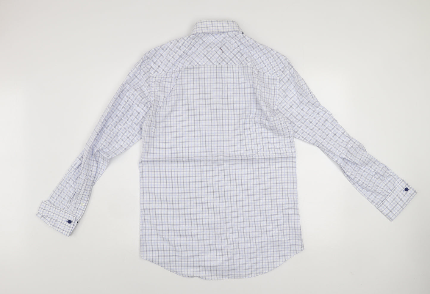 Next City Collection Men's Blue Check Cotton Regular Fit Shirt 14.5
