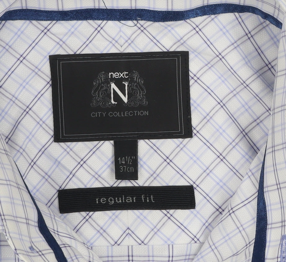 Next City Collection Men's Blue Check Cotton Regular Fit Shirt 14.5
