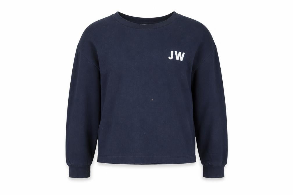 Front view of Jack Wills Women's Navy Blue Crew Neck Pullover Sweatshirt UK 10