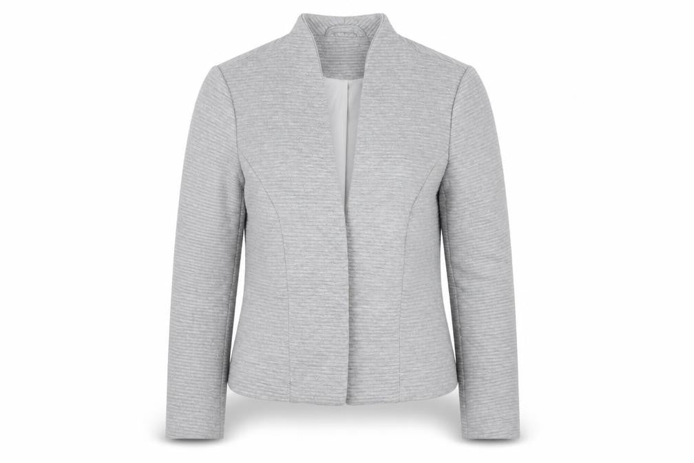 Front view of Only women’s grey slim fit lined blazer jacket, size UK 12