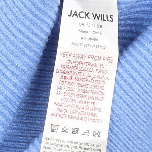 Jack Wills Women's Blue Knit Bodycon Dress UK12 Short Sleeve
