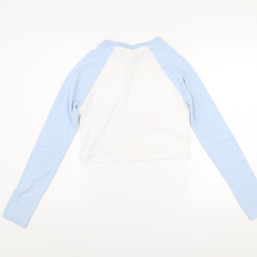 Disney Girls Blue Stitch Cropped Long Sleeve T-Shirt Size S