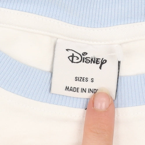 Disney Girls Blue Stitch Cropped Long Sleeve T-Shirt Size S