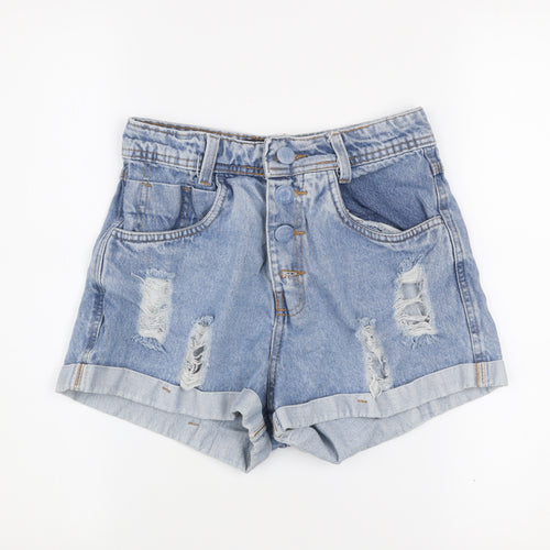 Marrice Jeans Women Light Blue Distressed Denim Shorts Size 8 High Rise