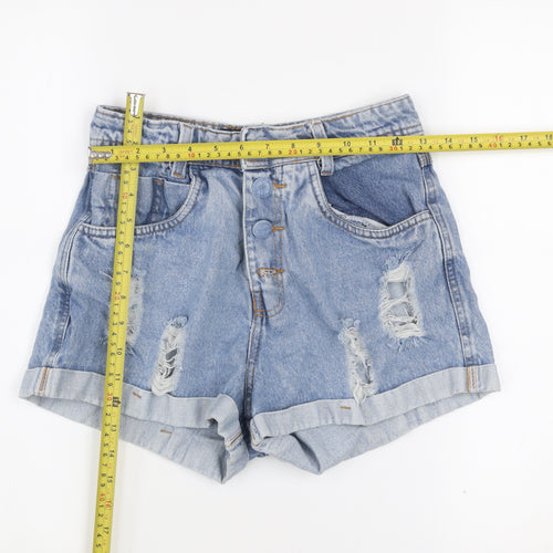 Marrice Jeans Women Light Blue Distressed Denim Shorts Size 8 High Rise
