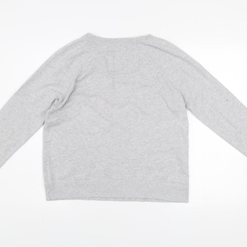Abercrombie & Fitch Women Grey Pullover Sweatshirt M Logo Print Casual