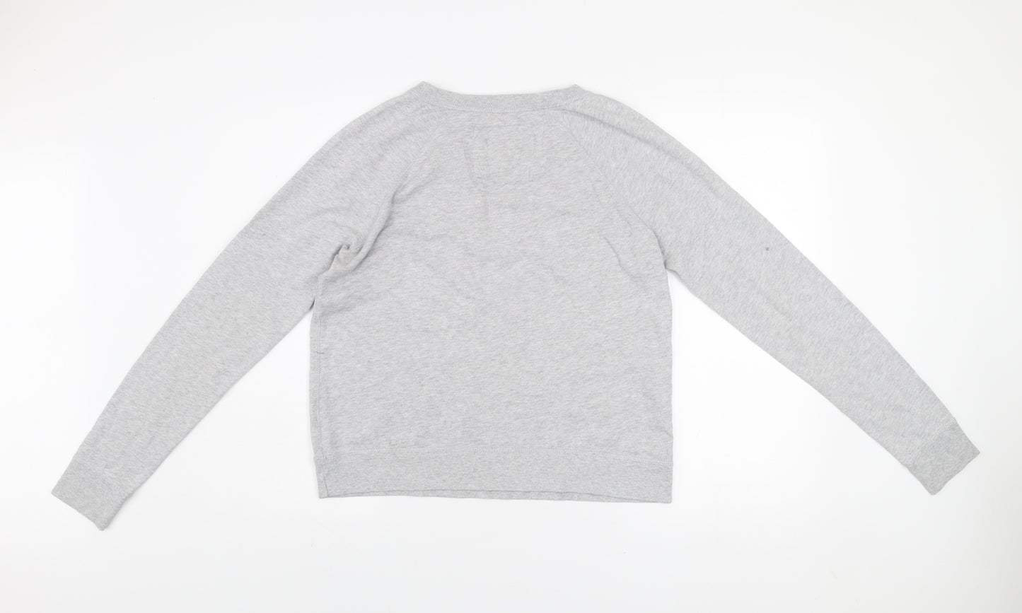 Abercrombie & Fitch Women Grey Pullover Sweatshirt M Logo Print Casual