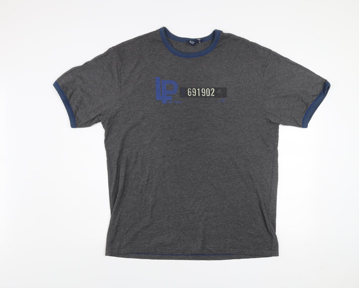 GAP Men's Grey Blue Crew Neck Graphic Print T-Shirt XL Classic Fit