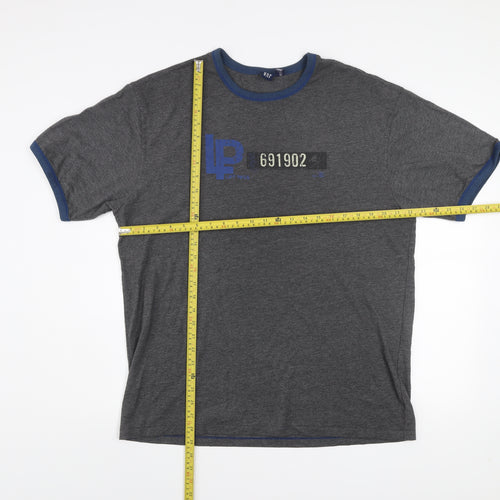 GAP Men's Grey Blue Crew Neck Graphic Print T-Shirt XL Classic Fit