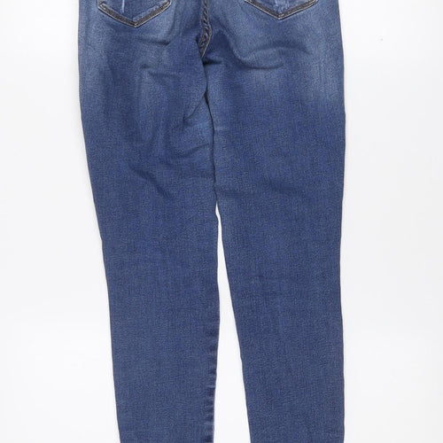 OKT Women Blue Distressed Skinny Jeans Size 12 Mid Rise
